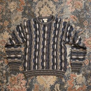 90s Norm Thompson Tricot 3D Knit Coogi Style Sweater